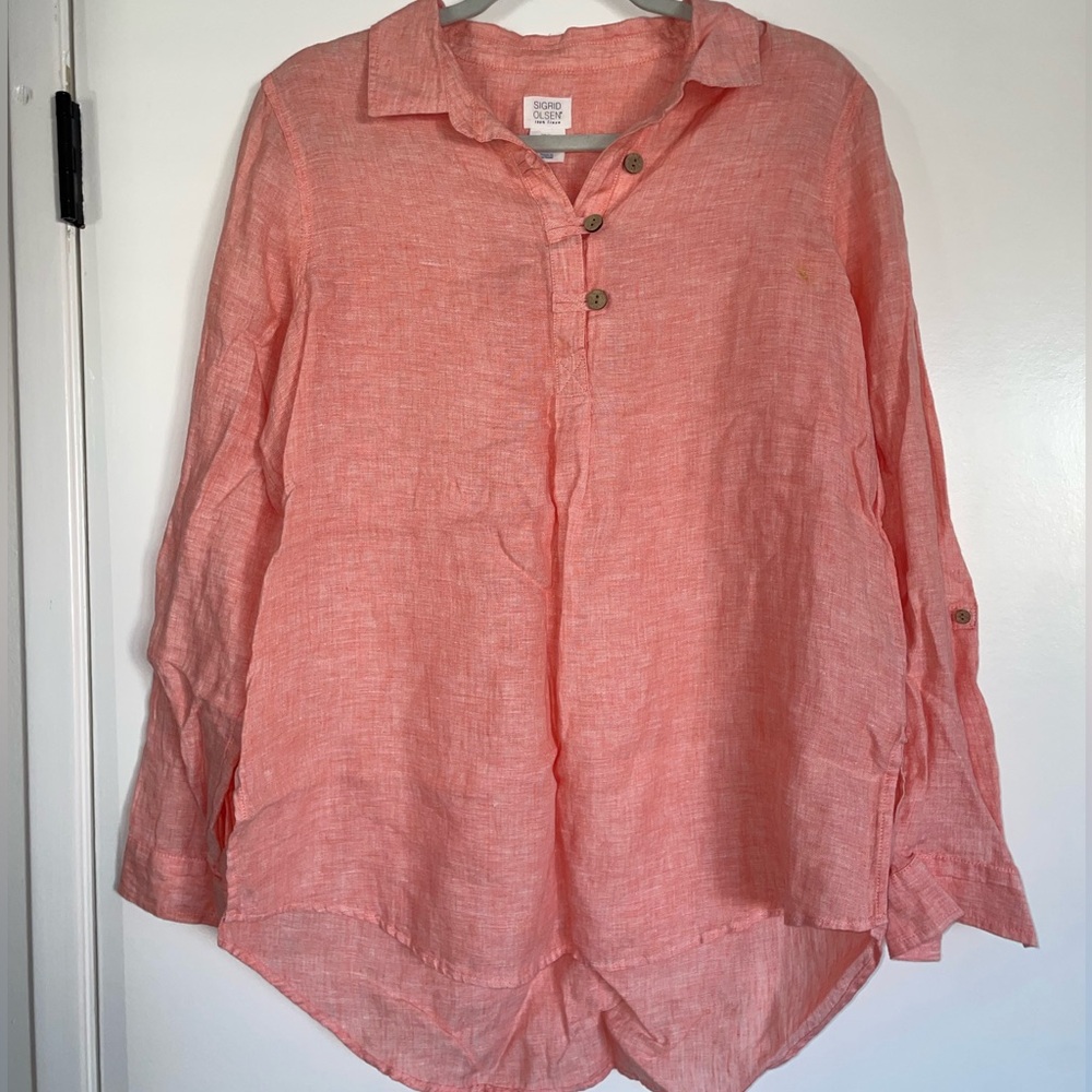 Sigrid Olsen linen top. Size M womens